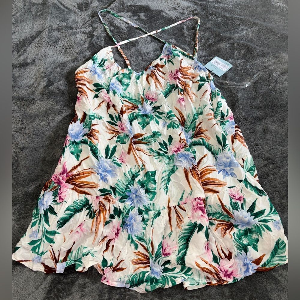 Nwt shade & shore lightweight flowing tropical flower top for girls 12-14